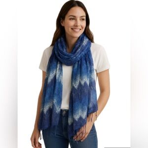 UNIVERSITY CLUB COLLECTION COTTON SCARF BOHO ZIGZAG FRINGE WRAP MADE IN INDIA